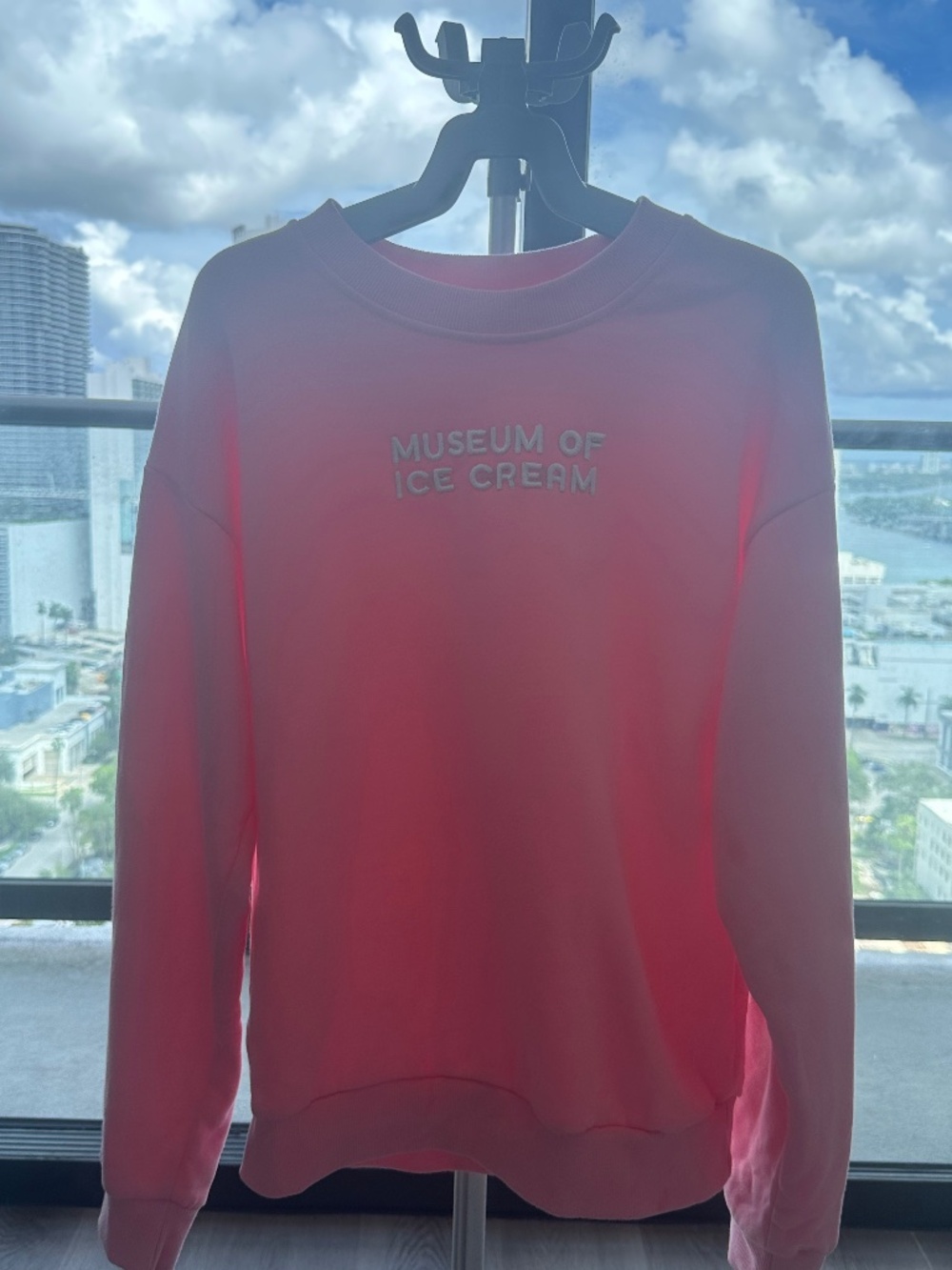 Museum of Ice Cream Embroidered Crewneck Sweatshirt — Pink/Coral — Adult M